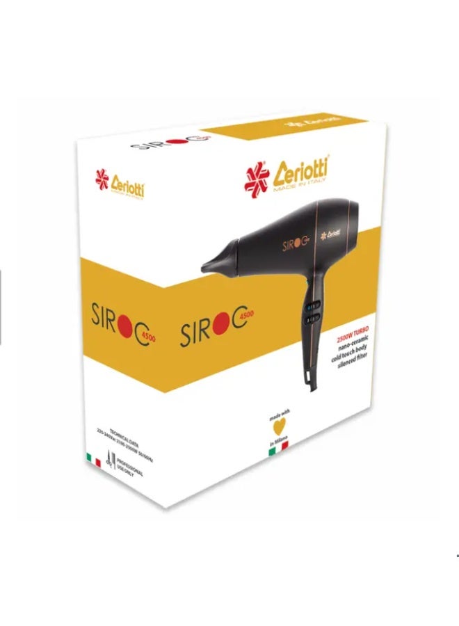 Ceriotti مجفف الشعر SIROC 4500 – مجفف بمحرك AC احترافي بقوة 2500 واط | تصميم خفيف وأنيق | صنع في إيطاليا - Image 1