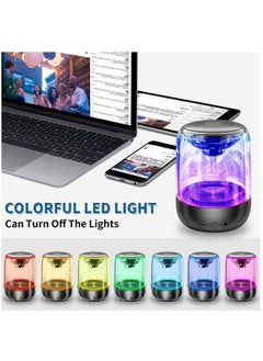Bonic Mini Indoor Outdoor Portable True TWS Wireless Bluetooth Speaker with LED Colorful Lights and Crystal Glass 6D Surround Bass (BLACK)  - Image 3