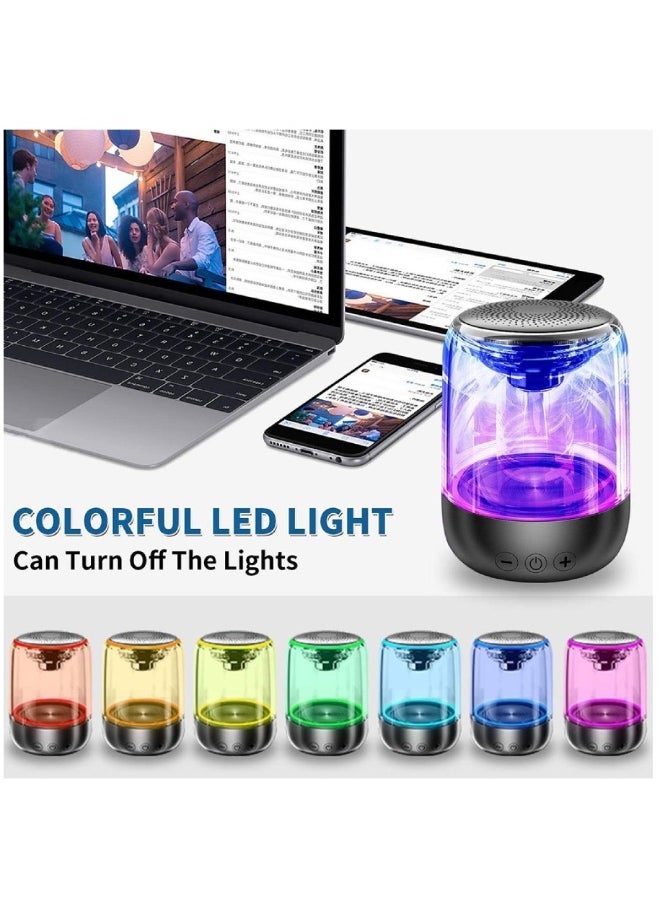 Bonic Mini Indoor Outdoor Portable True TWS Wireless Bluetooth Speaker with LED Colorful Lights and Crystal Glass 6D Surround Bass Eid Gift Eid al-Adha Sale (BLACK)  - Image 3