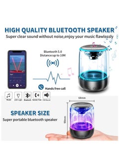 Bonic Mini Indoor Outdoor Portable True TWS Wireless Bluetooth Speaker with LED Colorful Lights and Crystal Glass 6D Surround Bass (BLACK)  - Image 5