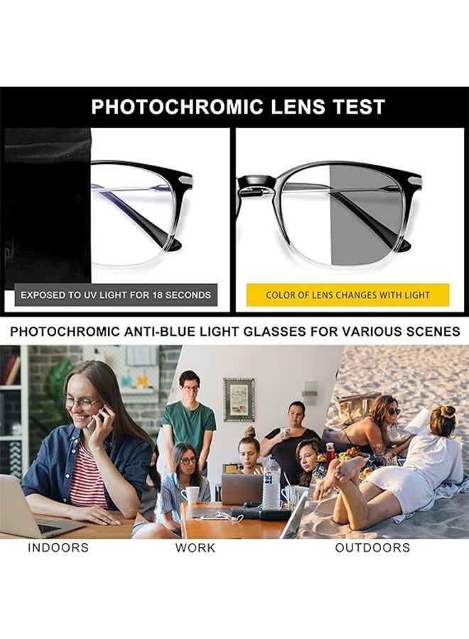 Photochromic Blue Light Blocking Glasses for Men Women, Anti Blue Light Eyewear, Transparent Gaming Glass Clear Classic Ultra Lightweight TV PC Computer Laptop anti Eye Fatigue - Image 4