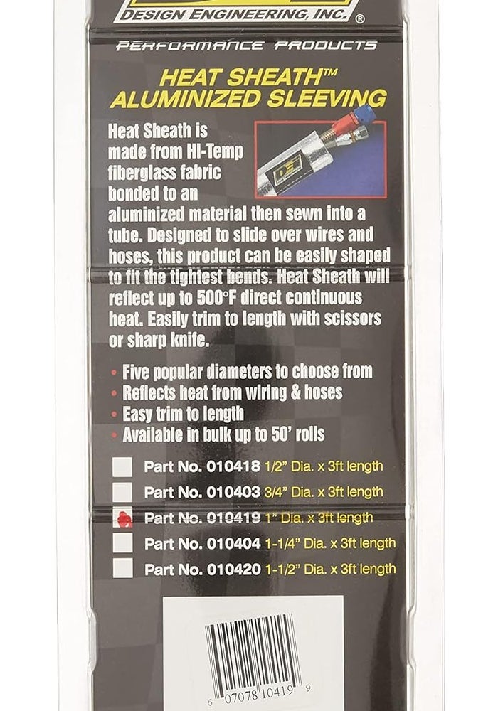 Design Engineering Heat Sheath 1" I.D. x 3ft Aluminized Sleeving - Image 2