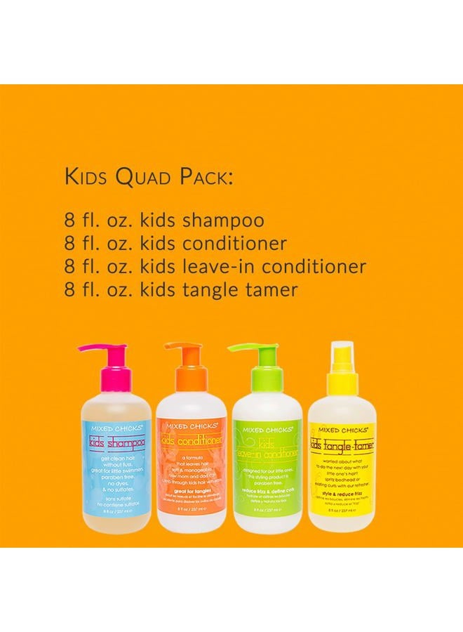 Mixed Chicks Kid's Quad Pack - Shampoo, Conditioner, Leave-in Conditioner, Tangle-Tamer, 8 fl.oz (Pack of 4) - Image 3