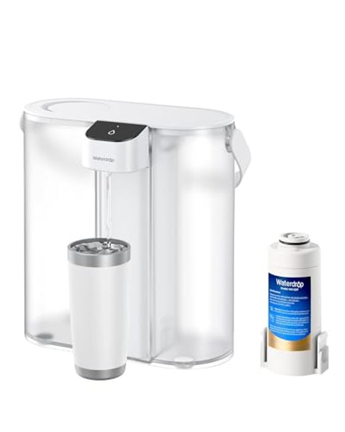 Waterdrop Compact Electric Water Filter Pitcher, 200-Gallon Rechargeable Instant Powerful Dispenser, NSF/ANSI 42&53&401, Reduce PFAS, Lead, Chlorine, 14-Cup, White, with 1 Filter, Does not Lower TDS