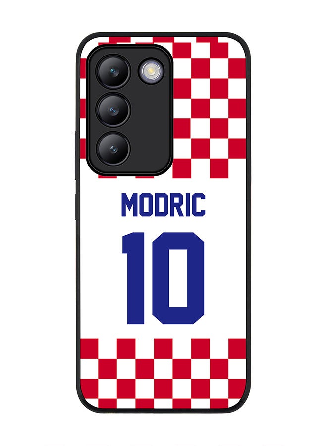 Stylizedd Rugged Black edge case for Vivo V30 Lite 5G, Slim fit Soft Case Flexible TPU Gel Thin Cover -  Football Team - Croatia, Player Name - Modric - Image 1