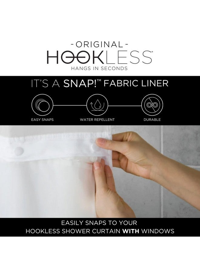 Hookless It’s A Snap! Waffle Shower Curtain, 3-in-1 Shower Curtain Includes Fabric Shower Curtain with Sheer Top Window, Flex-On Rings & Fabric Liner, 71” x 74”, White - Image 4