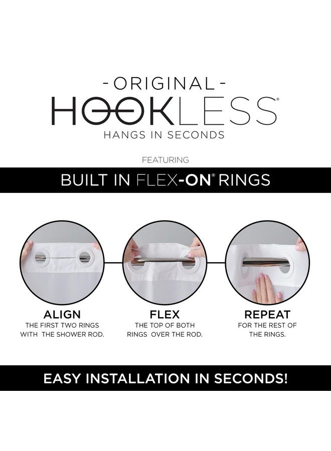 Hookless It’s A Snap! Waffle Shower Curtain, 3-in-1 Shower Curtain Includes Fabric Shower Curtain with Sheer Top Window, Flex-On Rings & Fabric Liner, 71” x 74”, White - Image 3