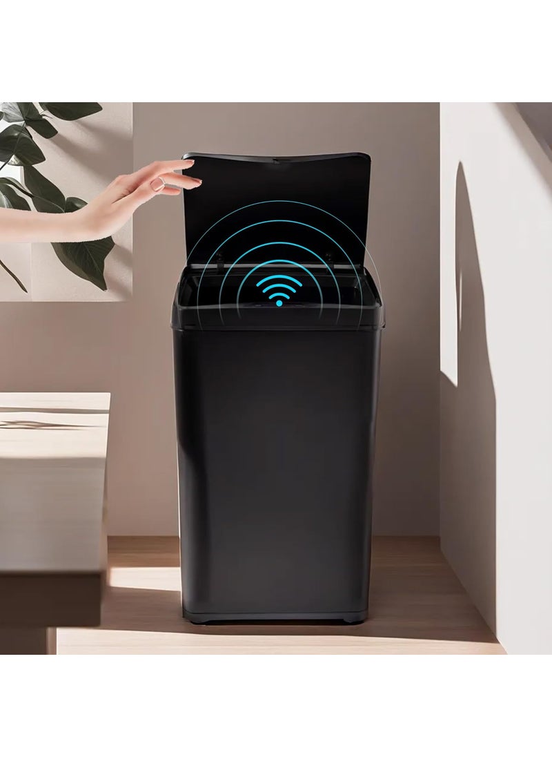 The Better Home The Better Home 42L Stainless Steel Dustbin With Lid Automatic Dustbin With Sensor Dustbin For Kitchen Dustbin For Bathroom Dustbin For BedroomOffice CE RoHS Certified Black  - Image 1