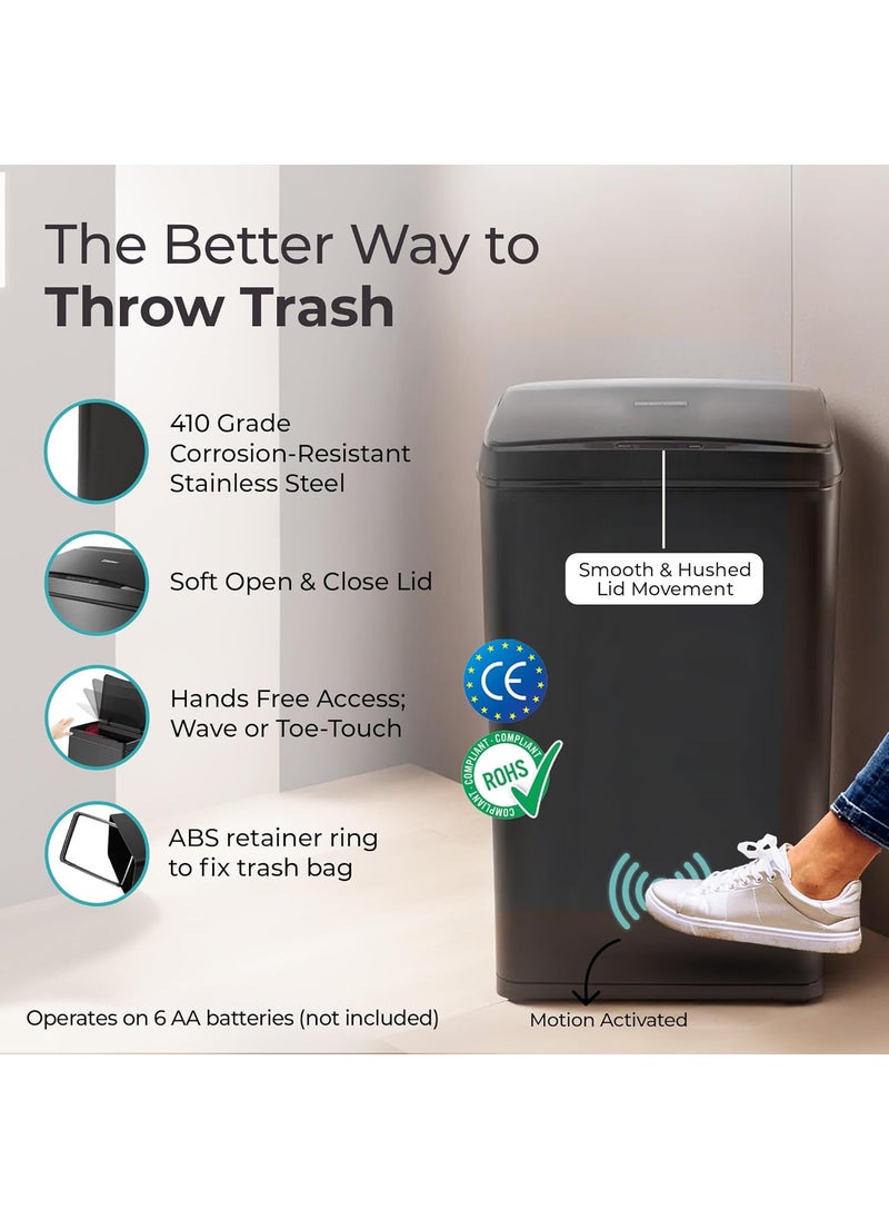 The Better Home The Better Home 42L Stainless Steel Dustbin With Lid Automatic Dustbin With Sensor Dustbin For Kitchen Dustbin For Bathroom Dustbin For BedroomOffice CE RoHS Certified Black  - Image 3