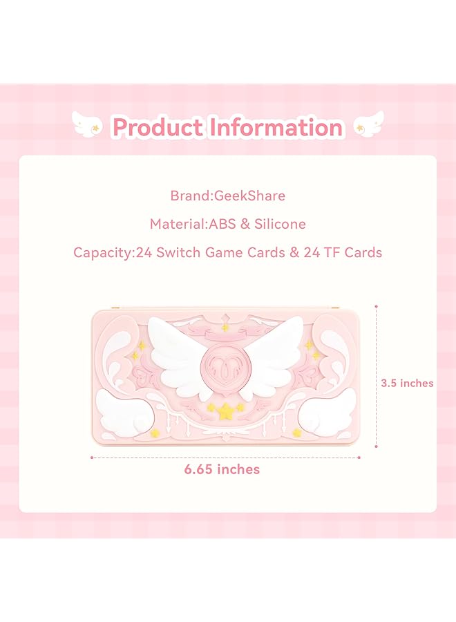 GeekShare حافظة بطاقات ألعاب سويتش متوافقة مع نينتندو سويتش، حافظة ألعاب محمولة مع 24 فتحة لبطاقات الألعاب و24 فتحة لبطاقات TF، سلسلة ستار وينجز - Image 4