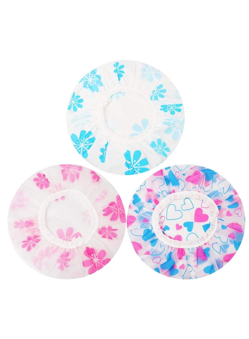 ORiTi 3-Piece Waterproof Bath Shower Caps Plastic Reusable - Image 4