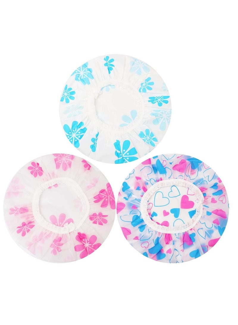 ORiTi 3-Piece Waterproof Bath Shower Caps Plastic Reusable - Image 1