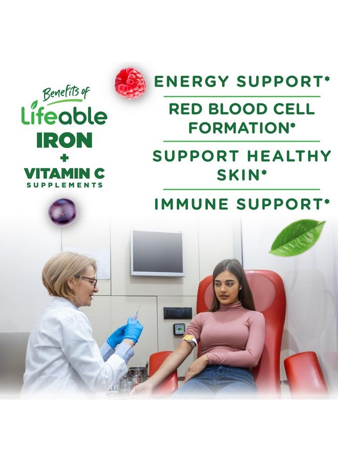 Lifeable Iron Gummies | 20mg | with Vitamin C | Great Tasting Blood Builder Iron Supplement | Iron with Vitamin C for Iron Deficiency | Iron Gummies for Women, Men, Adults | 90 Gummies - Image 3