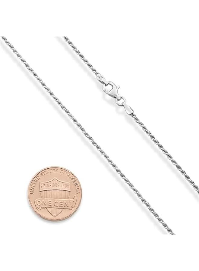 Arabest Solid Rhodium Plated 925 Sterling Silver Italian 1.5mm Diamond-Cut Braided Rope Chain Necklace for Men Women, Made in Italy - Image 2