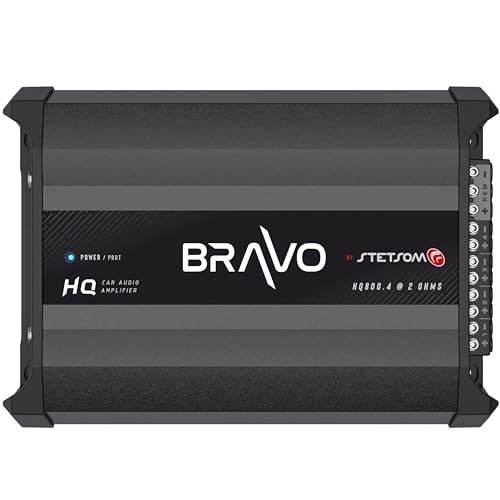 Stetsom Bravo HQ 800.4 Multichannel Car Audio Digital Amp - 2 Ohms Stable, 800 Watts RMS, 4 Independent Channels, Variable Crossover, Full Range, Car Stereo ds Bridge Speakers 800x4, RCA & High Input - Image 1