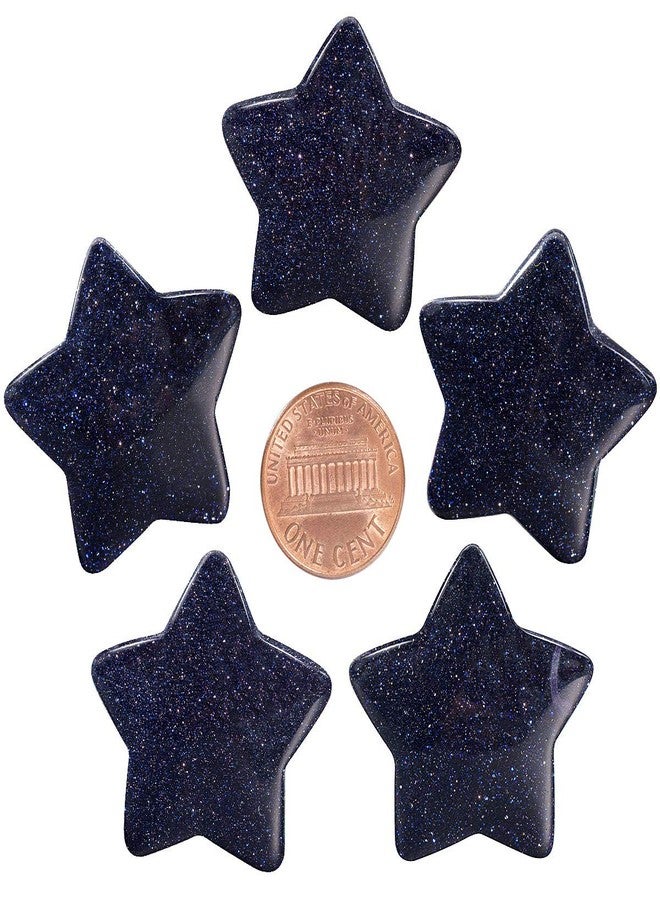 mookaitedecor Set of 5 Star Shape Healing Crystal Pocket Palm Stones, Polished Worry Stone for Reiki Chakra Balancing, Jewelry Making, Home Decoration, Blue Sand Stone - Image 1