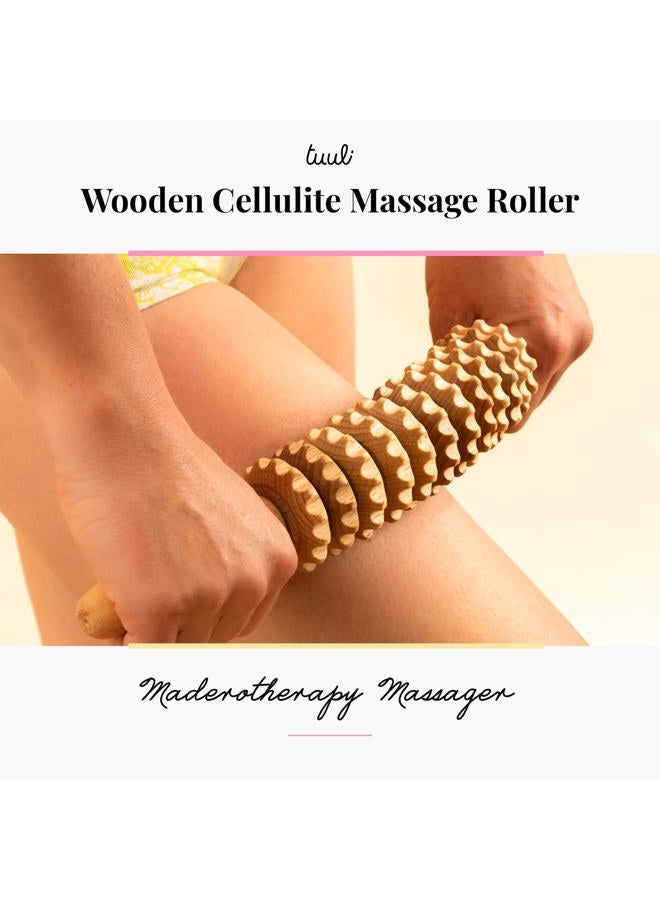 tuuli أسطوانة تدليك خشبية توولي للخصر والفخذ، أسطوانة جسم متعددة الوظائف لتقليل السيلوليت وتوتر العضلات، مدلك طبيعي للنساء والرجال (منحني) - Image 3