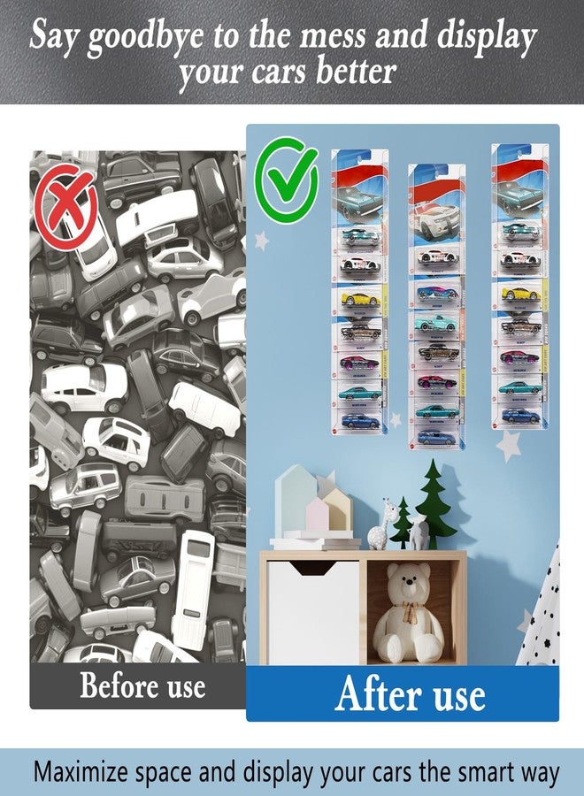 Adevar 20 Pcs Model Car Display Case Wall Mount Compatible with Hot Wheels Match-Box Packaged Cars Holds up to 200 Cars Model Car Storage Case Display Shelf Rack - Image 4