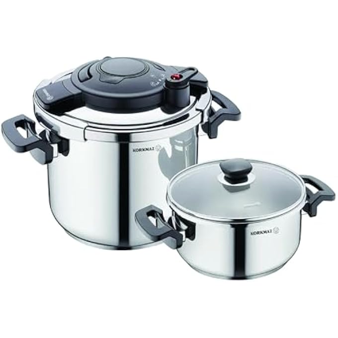 Korkmaz Alessa 4 Piece Pressure Cooker Set  Turkish Pressure Cooker Stainless Steel Cookware  Silver  Ka178 - Image 4