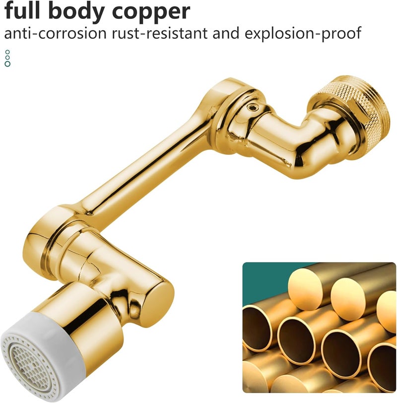 BRIMIX Universal Splash Filter Faucet Extender 1080-Degree Rotate with 2 Modes Sprayer for Kitchen Bathroom Brass Robotic Arm Faucet Aerator - Image 2