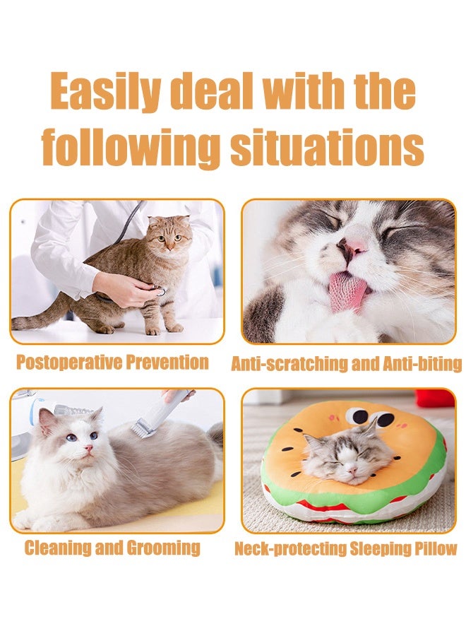 Cat Cone Collar Adjustable,Hamburger Elizabethan Cat Recovery Collar,Post-Surgical Waterproof Soft Neck Cone (S) - Image 2