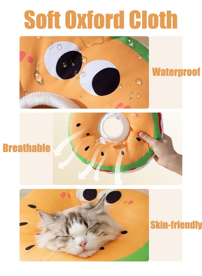 Cat Cone Collar Adjustable,Hamburger Elizabethan Cat Recovery Collar,Post-Surgical Waterproof Soft Neck Cone (S) - Image 5