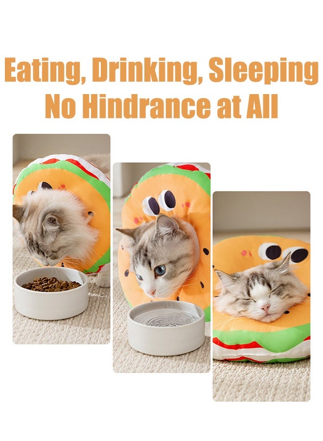 Cat Cone Collar Adjustable,Hamburger Elizabethan Cat Recovery Collar,Post-Surgical Waterproof Soft Neck Cone (S) - Image 4