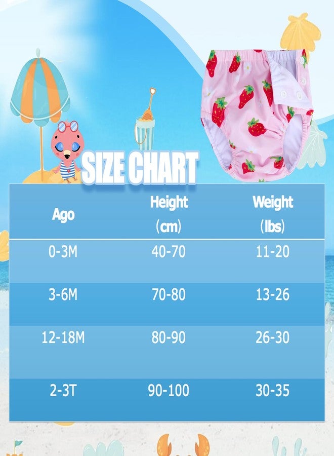 GUXIMIAR 2 Pack Baby Newborn Reusable Swim Diapers Infant Unisex Washable Swim Diaper Toddler Swimming Diapers Pink Strawberry& Flamingo, 0-3 Months - Image 4