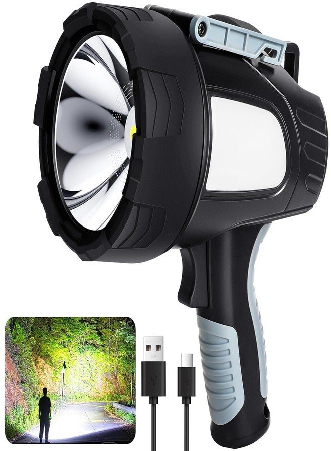 crazybrace Rechargeable Spotlight Flashlight, 99,000 Lumen Super Bright Led Spotlight with 6 Modes & Foldable Tripod, Powerful Spot Light 30H Long Runtime, Handheld Spot Light for Outdoor Boating Hµnting - Image 1