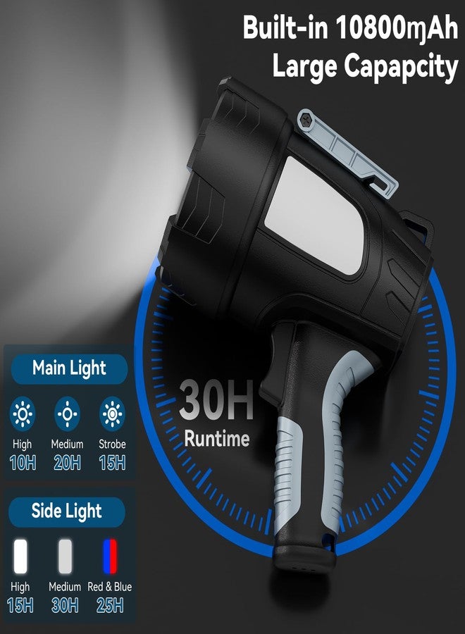 crazybrace Rechargeable Spotlight Flashlight, 99,000 Lumen Super Bright Led Spotlight with 6 Modes & Foldable Tripod, Powerful Spot Light 30H Long Runtime, Handheld Spot Light for Outdoor Boating Hµnting - Image 5