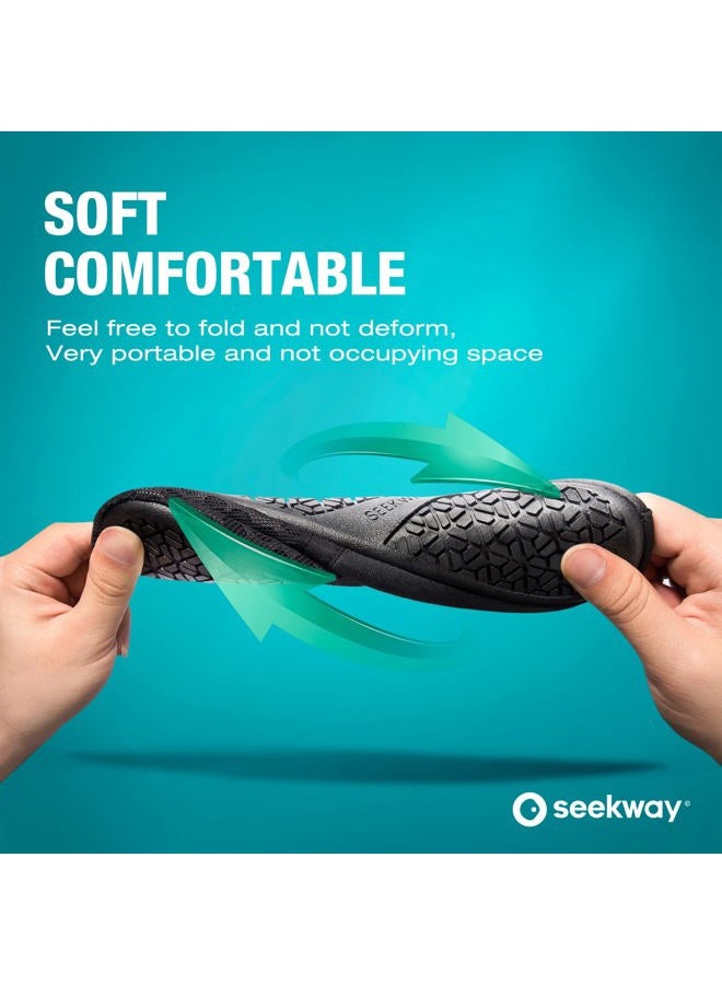 SEEKWAY Water Shoes Quick-Dry Aqua Socks Barefoot Slip-on for Beach Pool Swim River Yoga Lake Surf Women Men Black SK001, 1a-splice Black, 8.5-9.5 Women/7.5-8.5 Men - Image 4