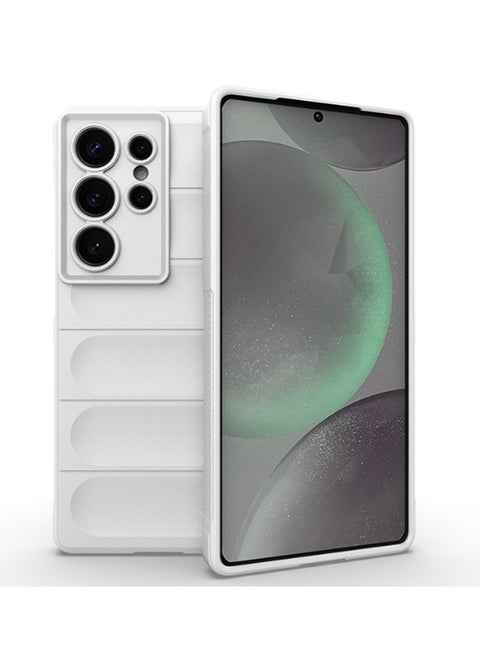 for Samsung Galaxy S25 Ultra Case Cover, Heavy Duty 4D Striped Pattern Sensory Soft Silicone Full Portection Shockproof Phone Case for Samsung Galaxy S25 Ultra, White