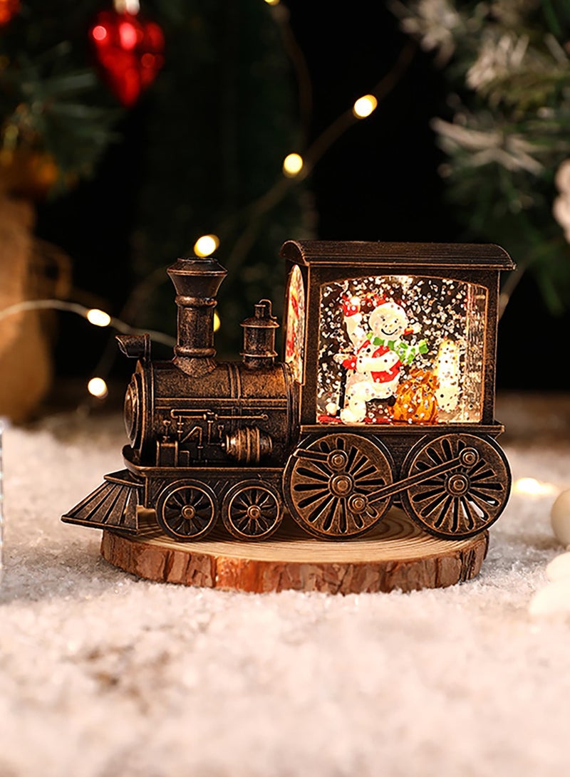 VUCATIN هدايا حفلات عيد الميلاد، هدايا تذكارية، زينة قطار مملوءة بالماء، كرات كريستال LED (رجل ثلج) - Image 1