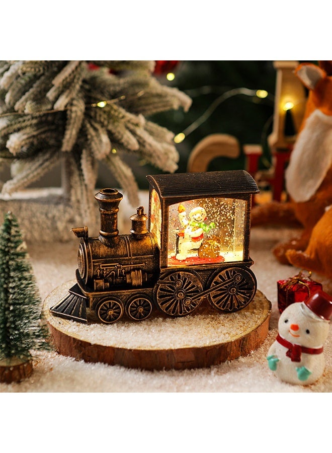 VUCATIN هدايا حفلات عيد الميلاد، هدايا تذكارية، زينة قطار مملوءة بالماء، كرات كريستال LED (رجل ثلج) - Image 3