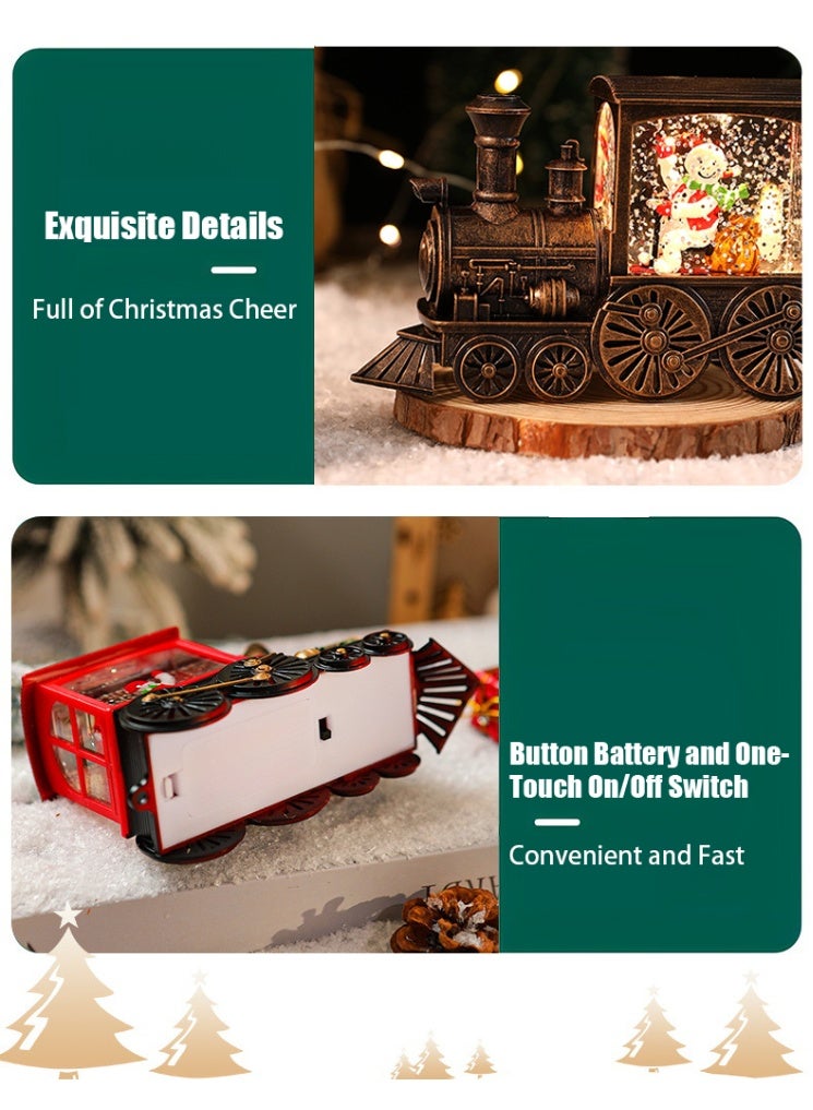 VUCATIN هدايا حفلات عيد الميلاد، هدايا تذكارية، زينة قطار مملوءة بالماء، كرات كريستال LED (رجل ثلج) - Image 2