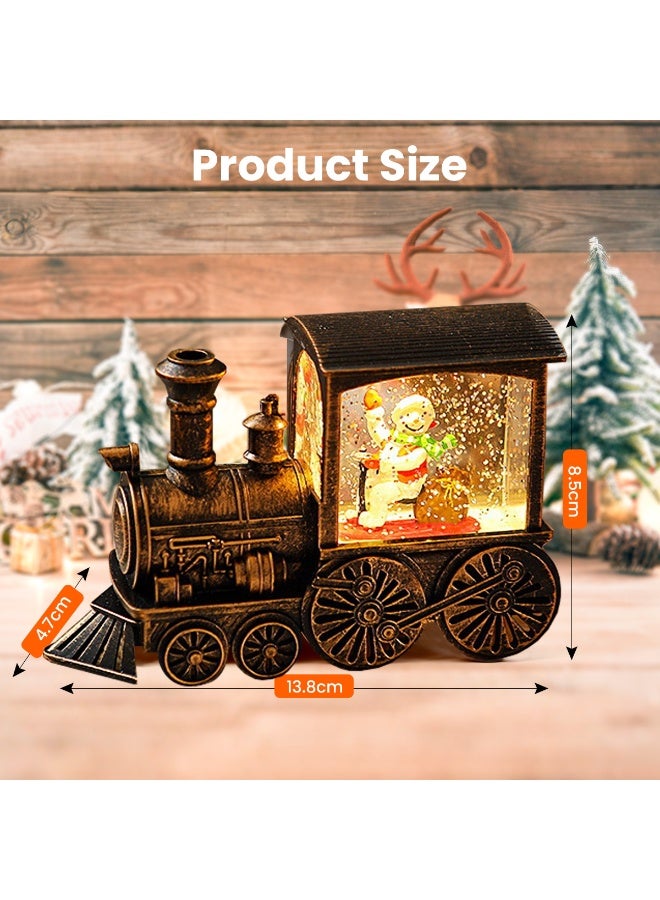 VUCATIN هدايا حفلات عيد الميلاد، هدايا تذكارية، زينة قطار مملوءة بالماء، كرات كريستال LED (رجل ثلج) - Image 4