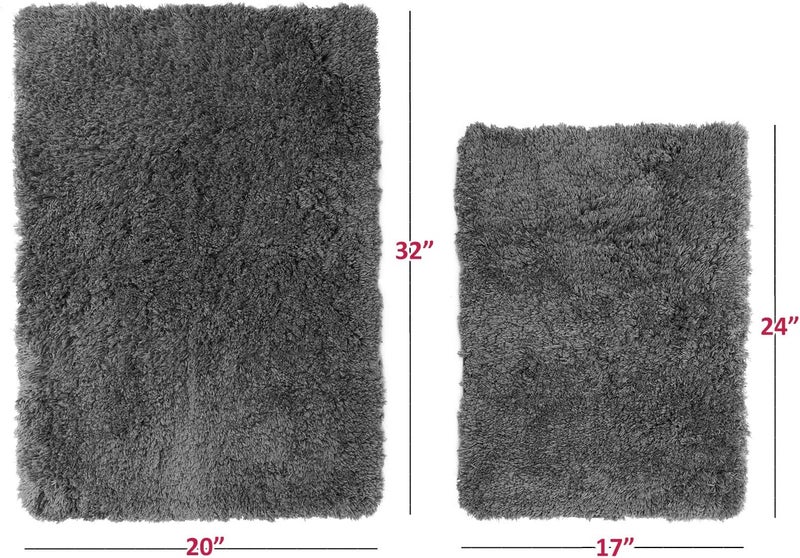 Clara Clark Bathroom Rugs, Ultra Soft Shaggy Bath Rugs - Bath Mats for Bathroom, Machine Wash, Non Slip Backing Rubber, 2 Piece Bathroom Rug Set, Gray - Image 4