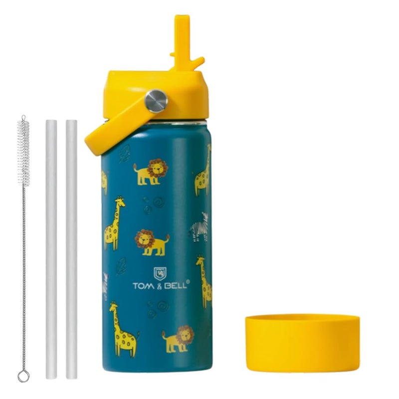 TOM  BELL Insulated Water Bottle for Kids 500ml,Double Wall Water Bottle for School, Sipper Bottle,Hot and Cold, Premium 304 Stainless Steel (Dark green, 500ml) - Image 1