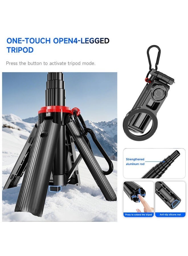 HIGHDAS Magnetic Phone Selfie Stick Tripod Foldable Telescopic Phone Stand, Wireless Bluetooth Remote, 360° Rotating Mount, Lightweight Portable Vlogging Tripod for iPhone - Image 4