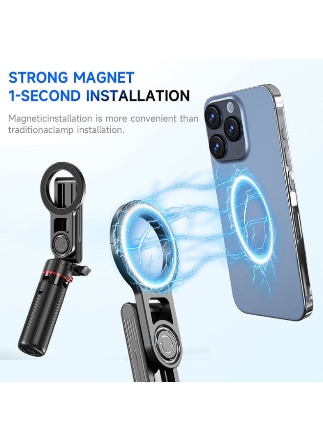 HIGHDAS Magnetic Phone Selfie Stick Tripod Foldable Telescopic Phone Stand, Wireless Bluetooth Remote, 360° Rotating Mount, Lightweight Portable Vlogging Tripod for iPhone - Image 2