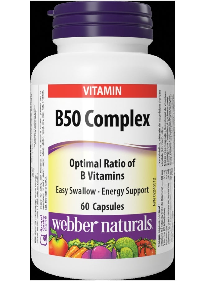 Webber naturals B50 Complex Supports Energy, Stress And Nervous System 50Mg 60 Capsules 