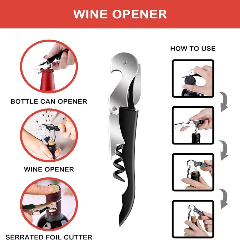 HUMANFUN Jar Opener for Weak Hands, Seniors with Arthritis, 5 in 1 Multi Function Bottle Opener Lid Opener For Arthritic Hands with Non Slip Rubber Jar opener Gripper Pad and Corkscrew Wine Opener(RED) - Image 5