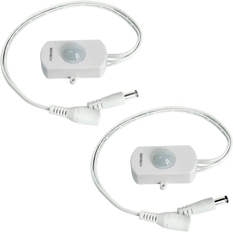 Sensky 2 Pack BS010WL PIR Motion Activated Sensor Switch,DC 12V~30V 3A Occupancy Sensor Switch with DC Coupler Cable for Kitchen Cabinet, Pantry, DIY LED Lighting (with Light Sensor) - Image 1