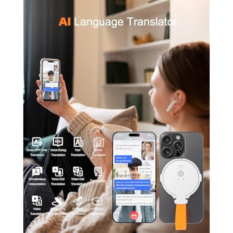 أنكوفو ايكيو جهاز مترجم لغة، مسند للهاتف، مترجم لغة ثنائي الاتجاه بأكثر من 138 لغة، عبر الانترنت/غير المتصل/الذكاء الاصطناعي/الصوت/الصوت/ترجمة الفيديو، مثالي للسفر/الاعمال/الدراسة، ابيض - Image 3