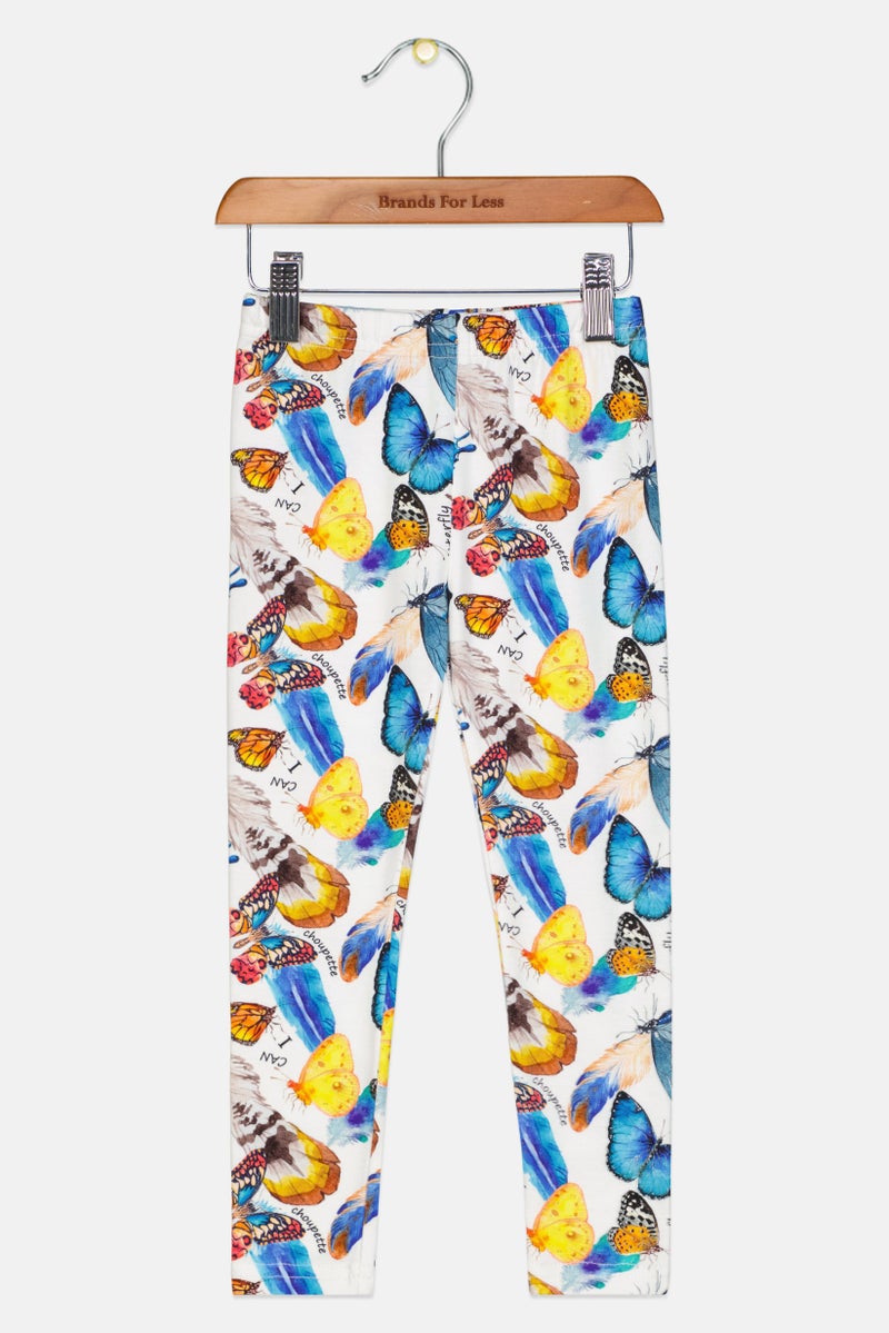Choupette Toddlers Girl Graphic Print Pull On Leggings, Multicolor - Image 1