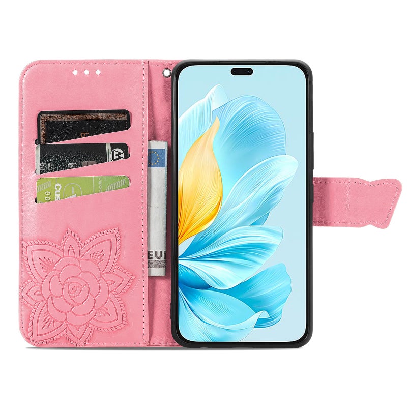 HuHa Case Cover For Honor 200 Lite Global Butterfly Love Flower Embossed Leather Phone Case(Pink) - Image 3