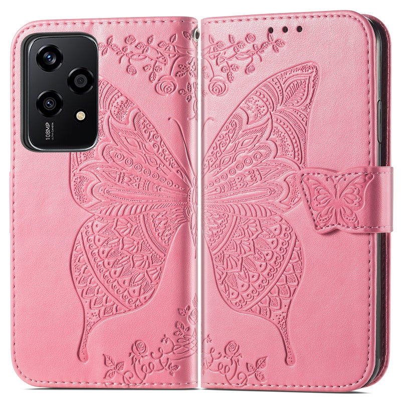 HuHa Case Cover For Honor 200 Lite Global Butterfly Love Flower Embossed Leather Phone Case(Pink) - Image 2