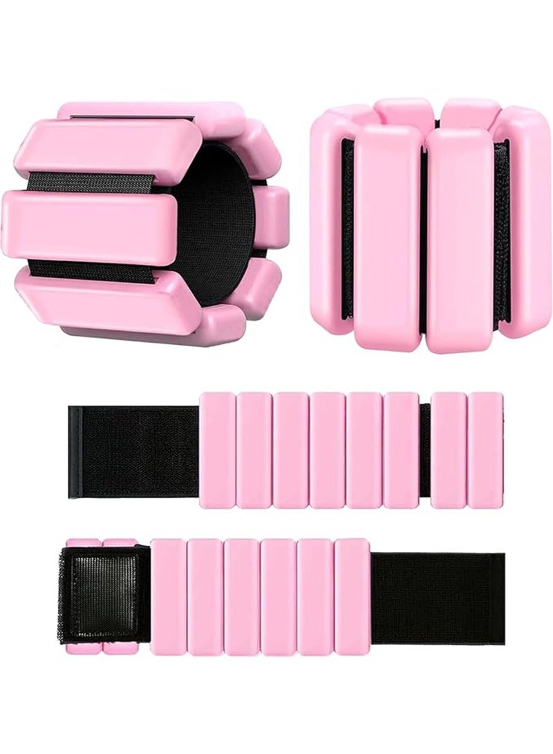 Ankle Weights 2 Packs, Wrist and Ankle Weights Sets, Portable Wrist Weight Cuffs for Home and Office, Walking, Yoga, Dance, Barre, Gym(1 Lbs Pink)