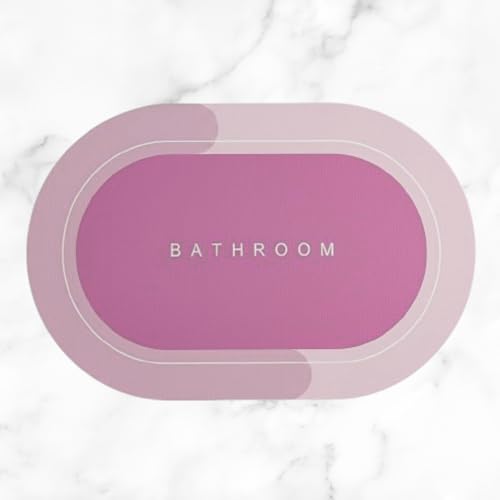 RENVA Bathroom Door Mats | Water Absorbent Quick Dry Round Mat with Anti-Slip Rubber Backing | Non-Slip Floor Mat for Home & Kitchen 40x60 CM (Pack of 1, Pink Colour) - Image 1