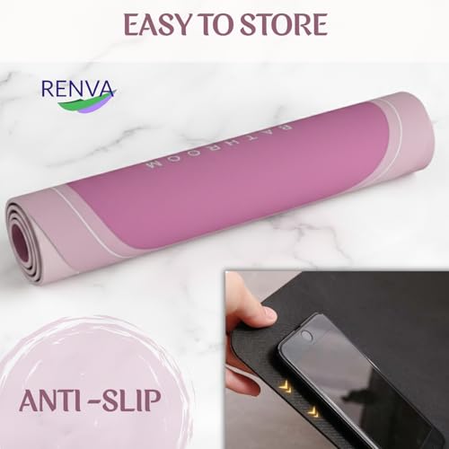 RENVA Bathroom Door Mats | Water Absorbent Quick Dry Round Mat with Anti-Slip Rubber Backing | Non-Slip Floor Mat for Home & Kitchen 40x60 CM (Pack of 1, Pink Colour) - Image 4